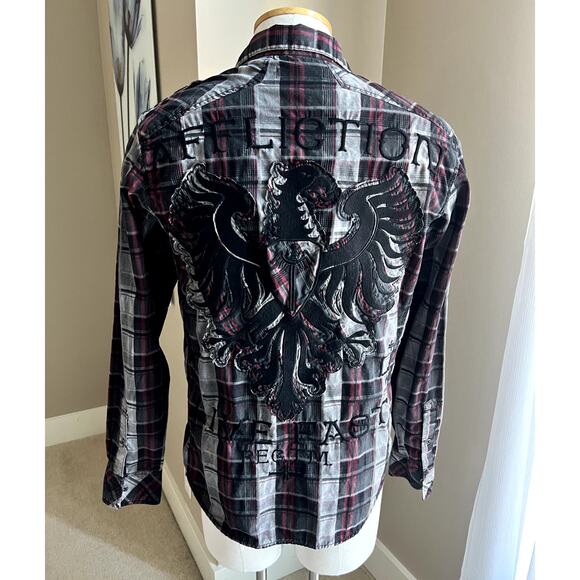 Affliction Other - Affliction black & red plaid button down shirt size XL